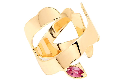 Hob-Love Rhodolite Ring in 18kt Yellow Gold, Bil Arabi